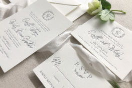 Carlisle Letterpress Wedding Invitation | Classic + Botanical