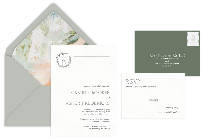 Carlisle Letterpress Wedding Invitation | Classic + Botanical