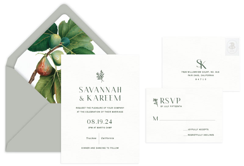 Clementine Letterpress Wedding Invitation | Minimal + Botanical